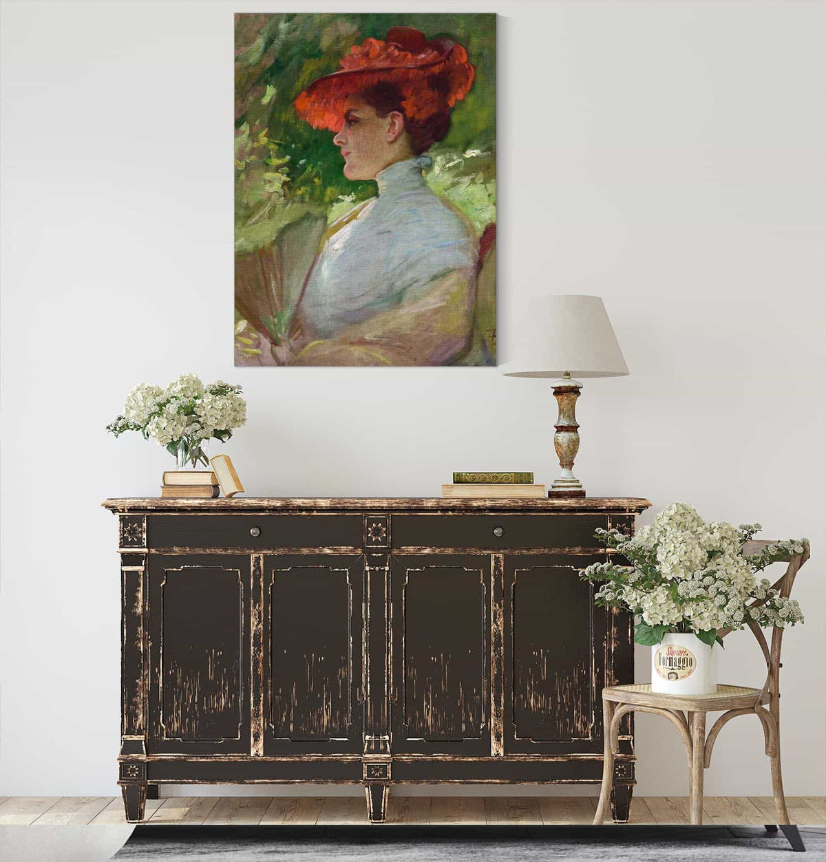 Lady With A Red Hat Portrait Of Maggie Wilson by Frank Duveneck