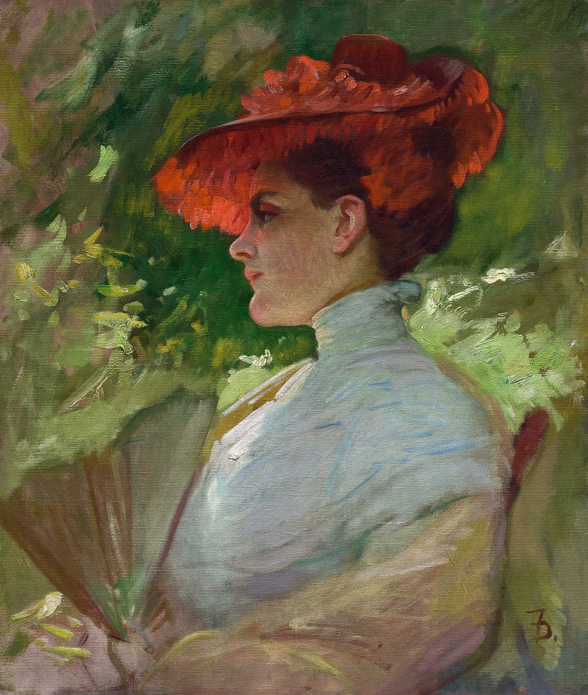 Lady With A Red Hat Portrait Of Maggie Wilson by Frank Duveneck