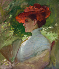 Lady With A Red Hat Portrait Of Maggie Wilson by Frank Duveneck
