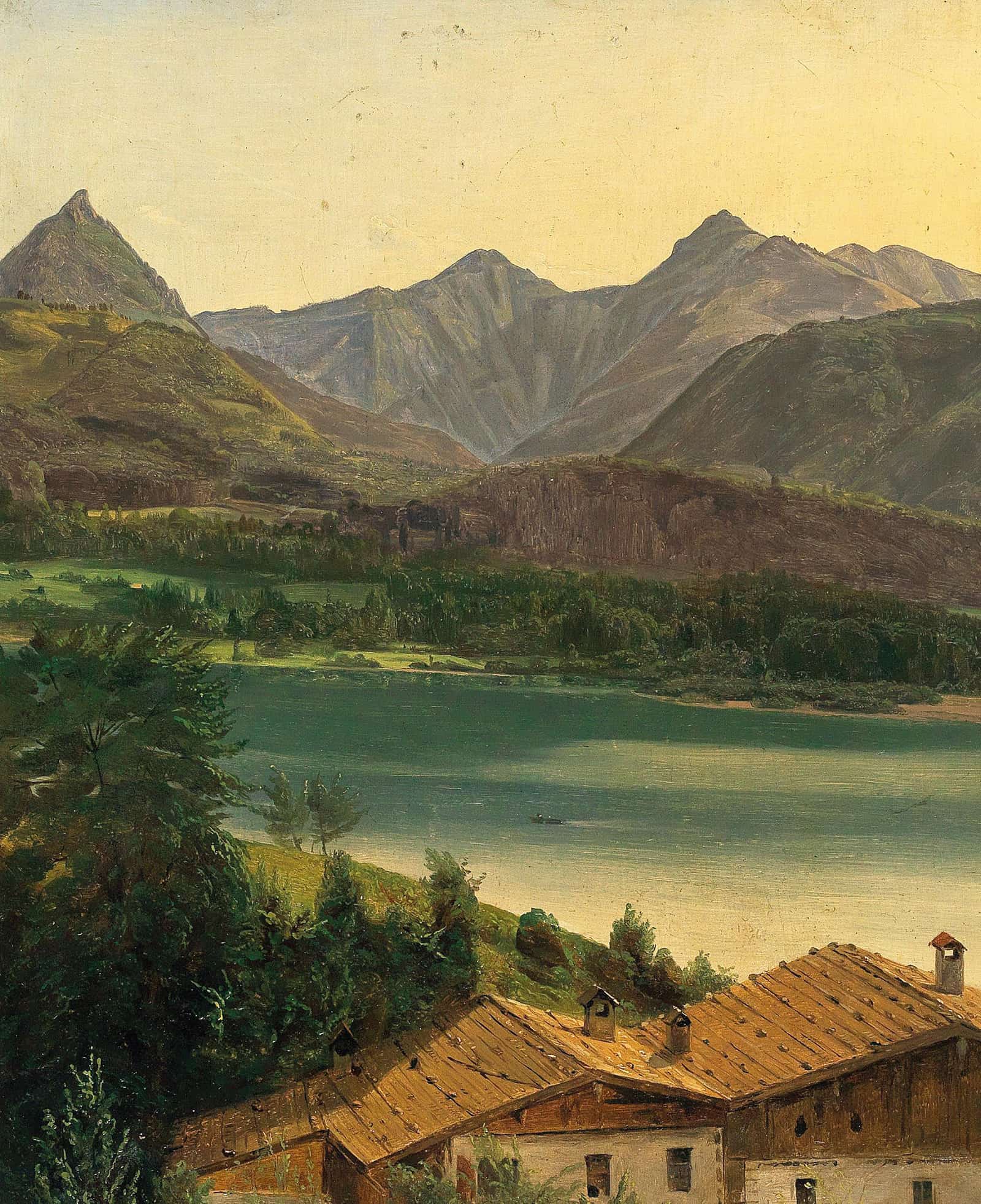 Lake Wolfgangsee With The Dachstein Massif by Ferdinand Georg Waldmuller
