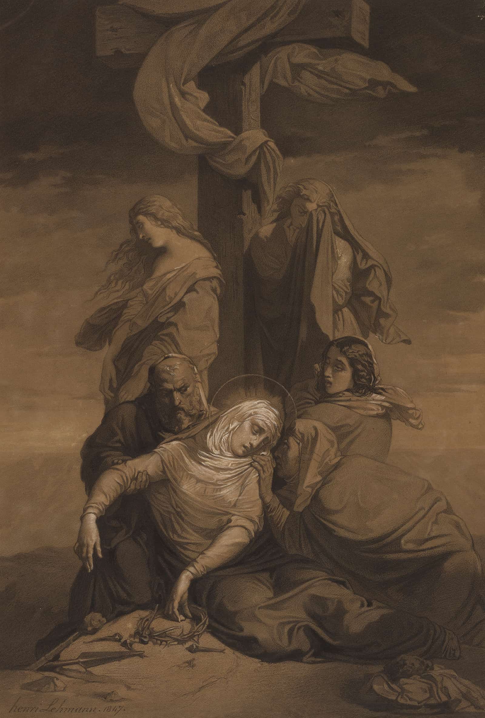 Lamentation At The Foot Of The Cross by Henri Lehmann