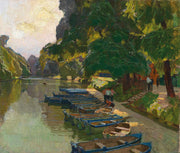 Landing Stage At Heustadlwasser Prater Vienna by Carl Moll