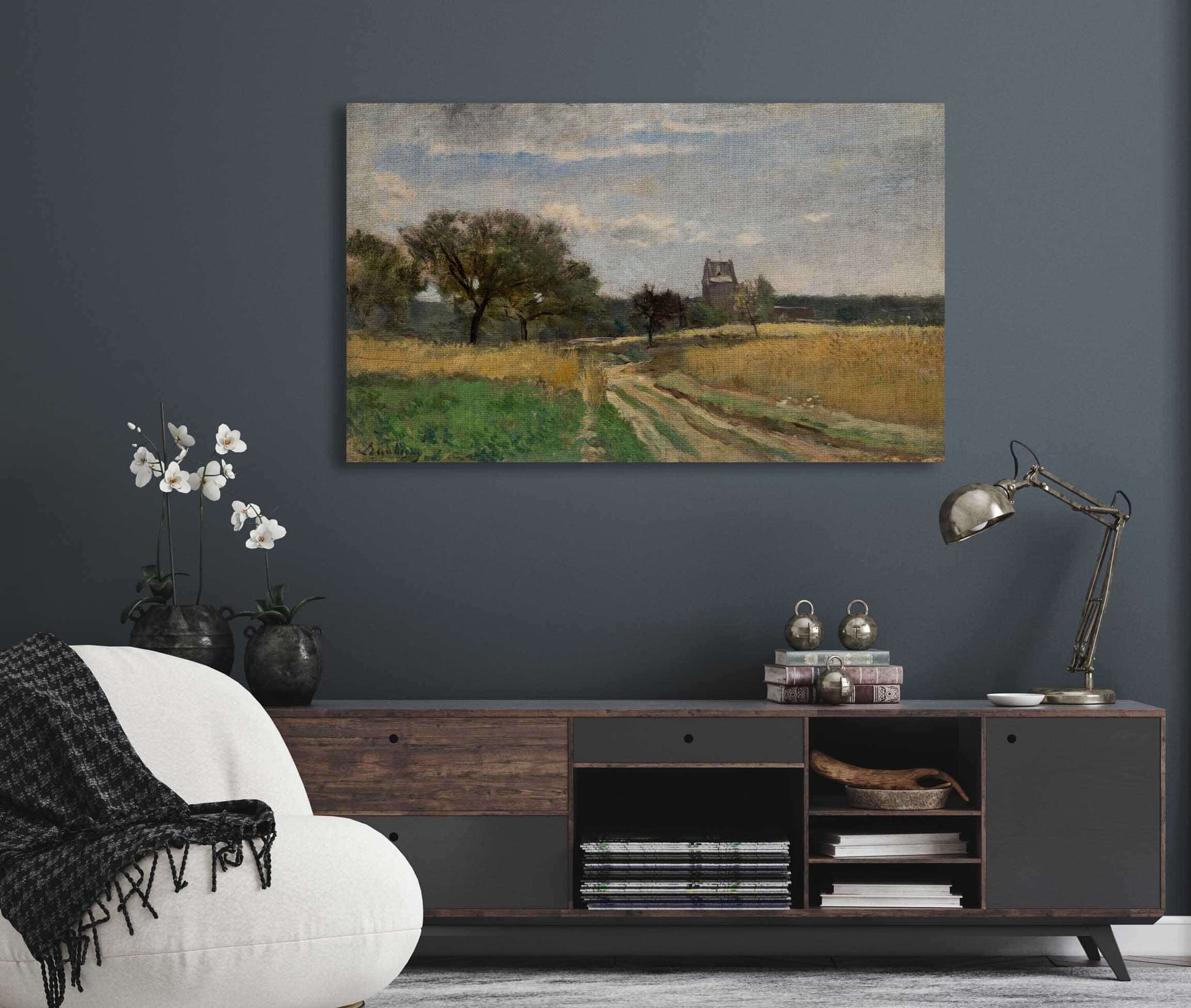 Landscape Along A Country Road by Charles Francois Daubigny