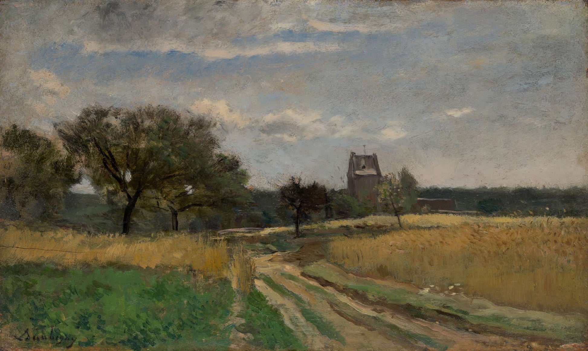 Landscape Along A Country Road by Charles Francois Daubigny