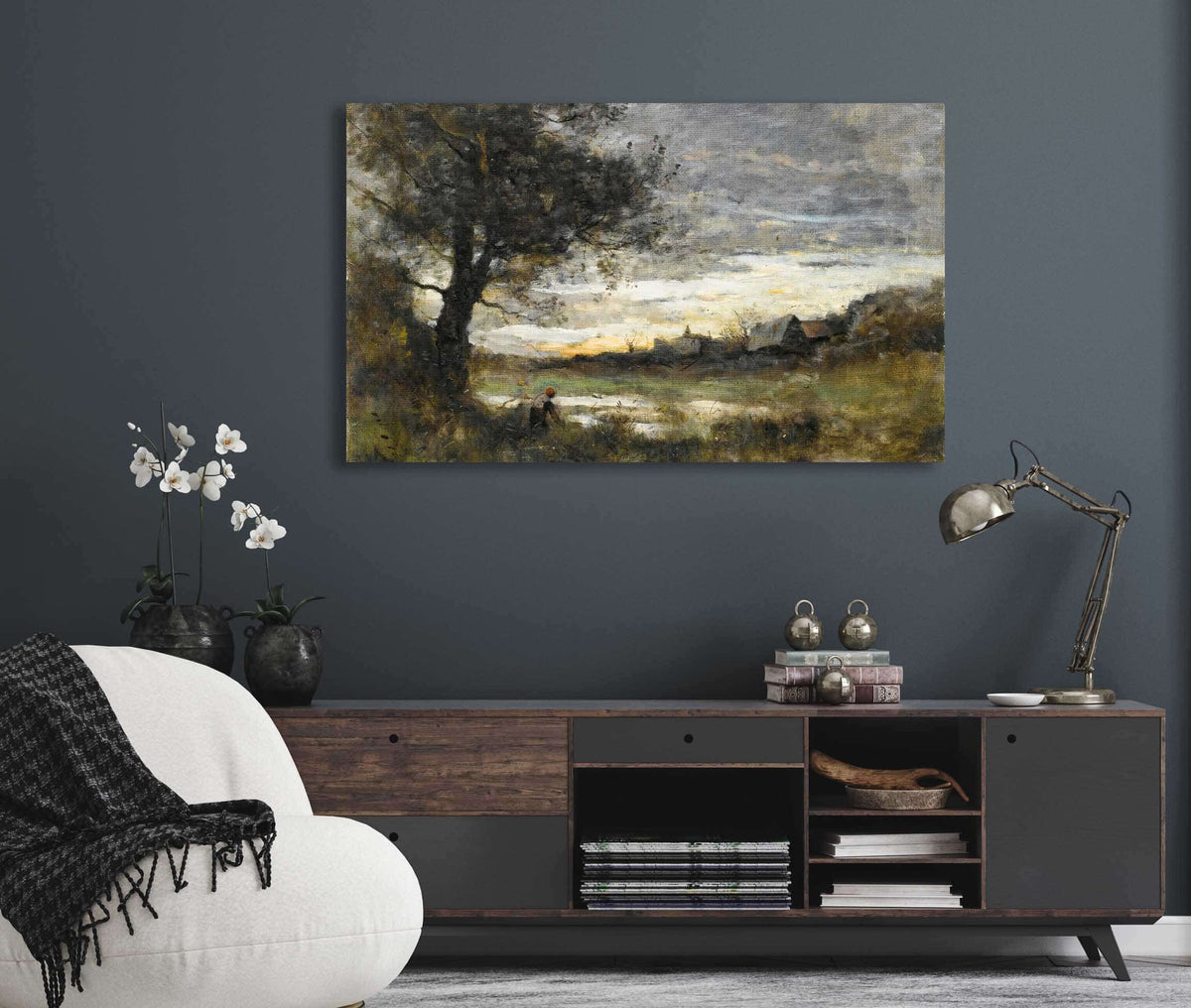 Landscape At Sunset by Jean Baptiste Camille Corot