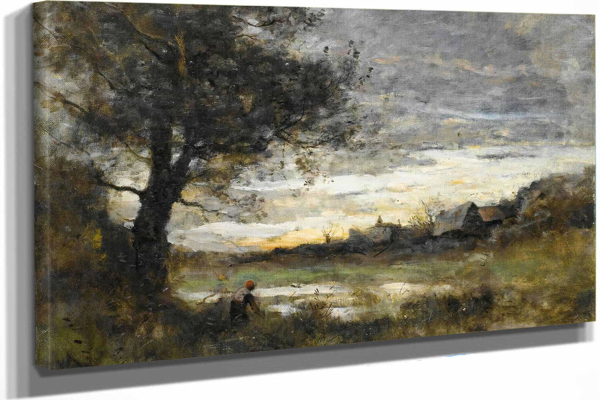 Landscape At Sunset by Jean Baptiste Camille Corot