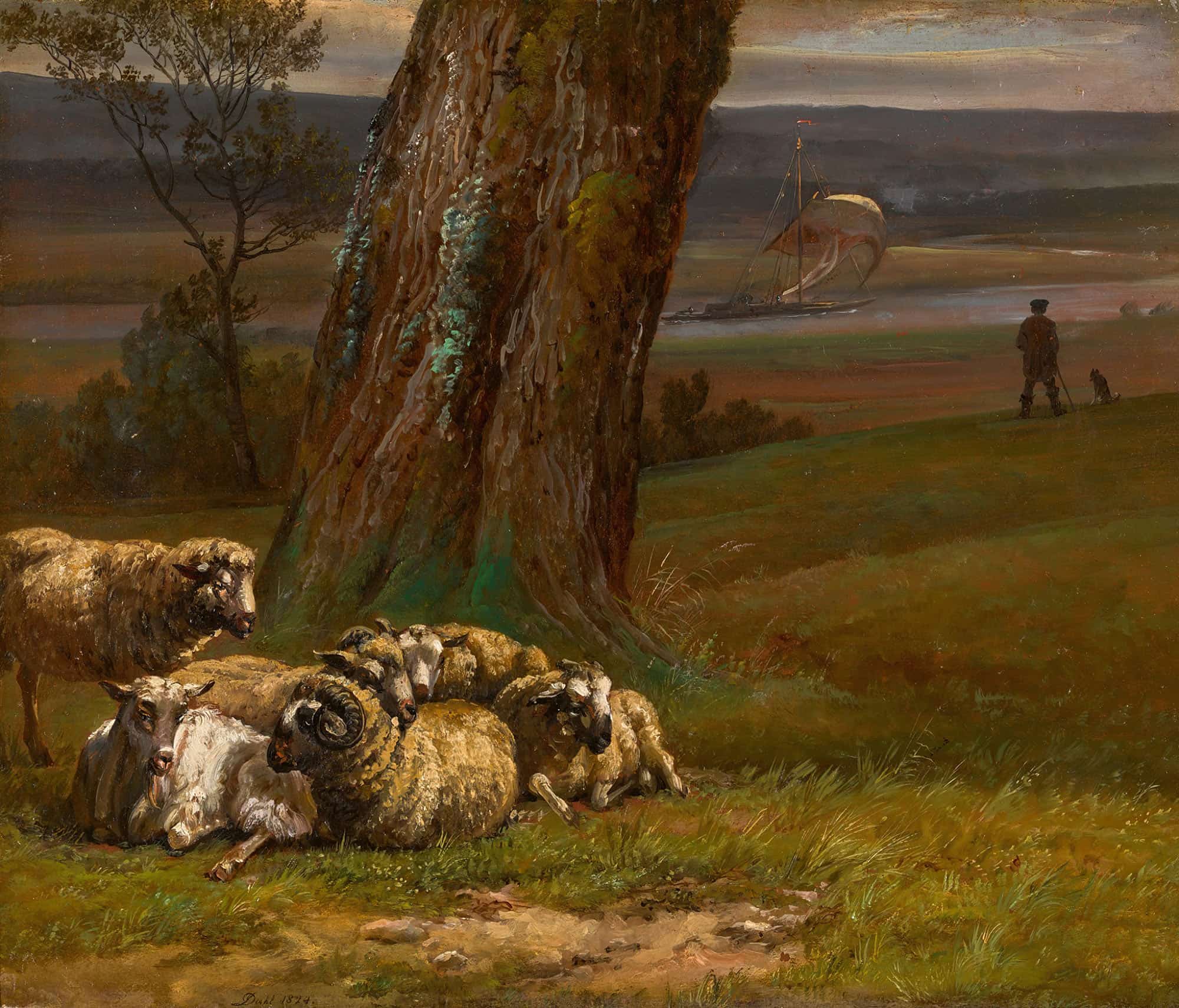 Landscape By The River Elbe Sauer Ved Elven by Johan Christian Dahl