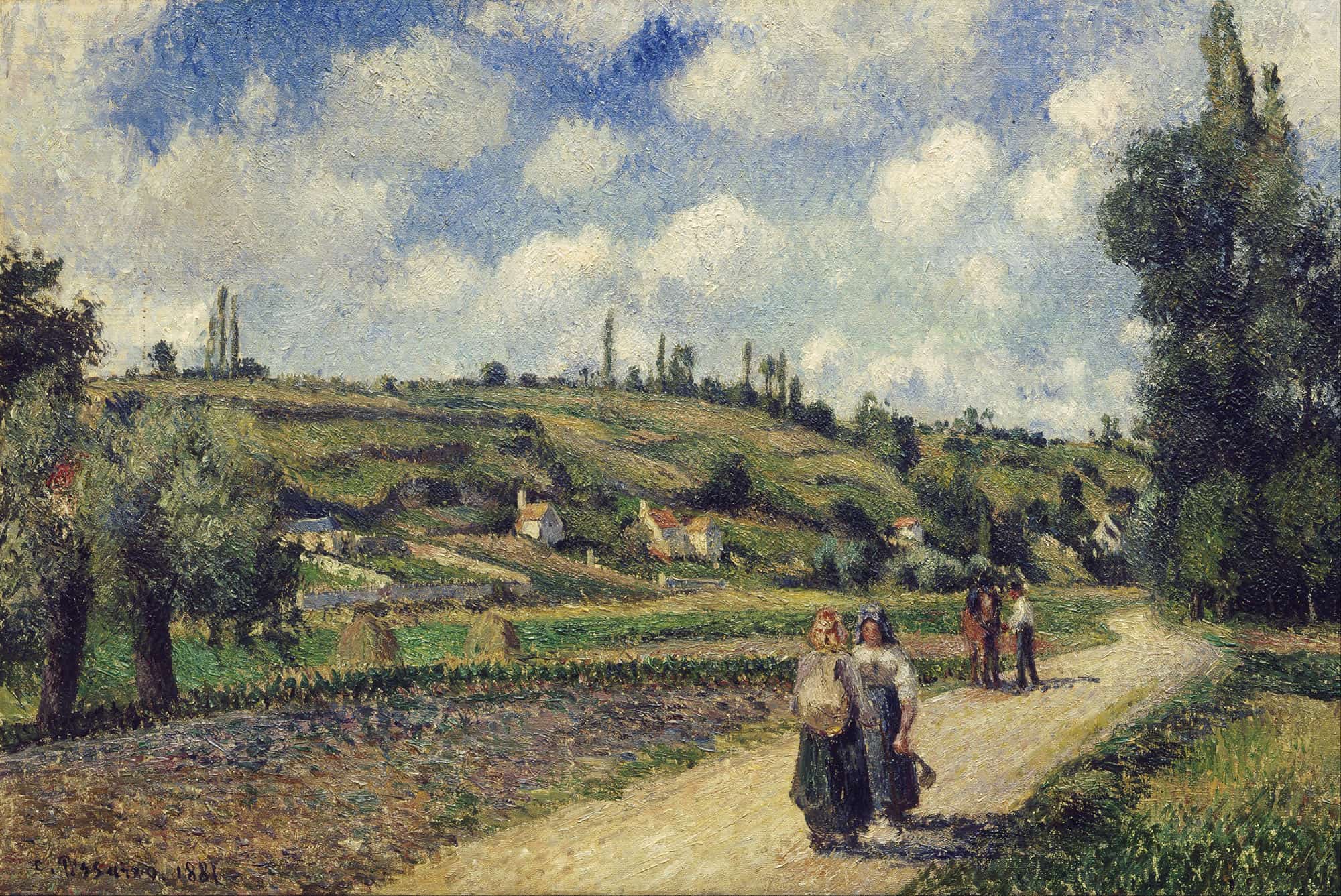 Landscape Near Pontoise The Auvers Road by Camille Pissarro