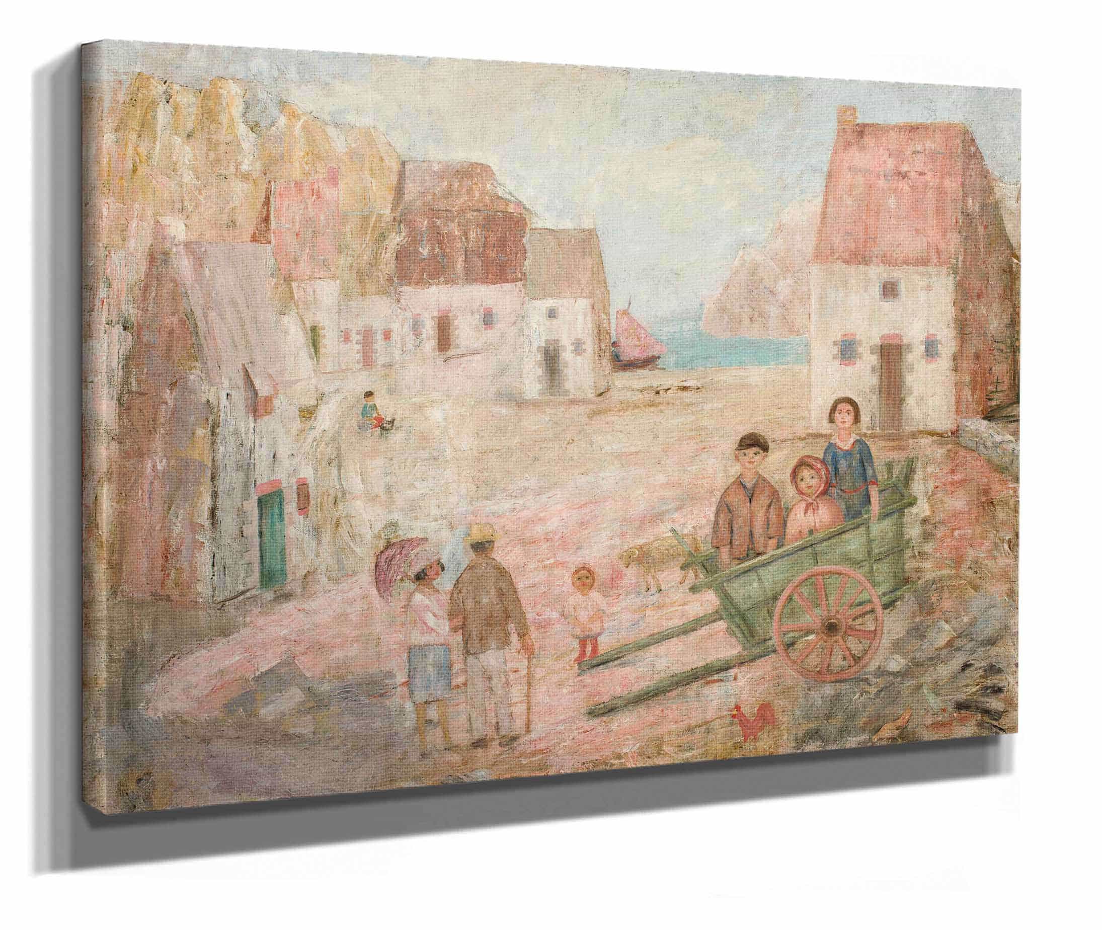 Landscape Of A Small Town With Children In A Pram by Tadeusz Makowski