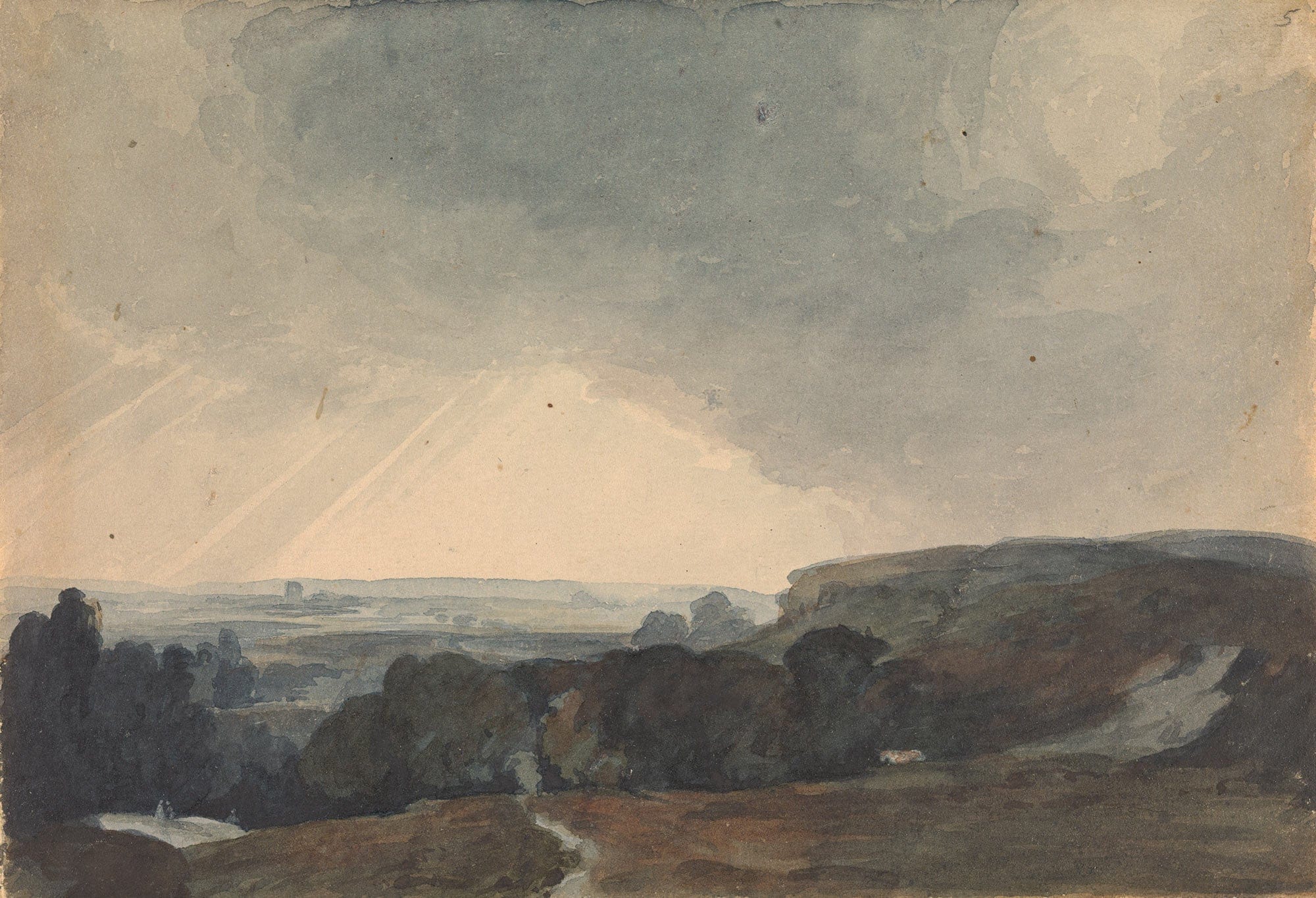 Landscape Scene From Hilltop Looking Into Sunlit Valley by Thomas Sully