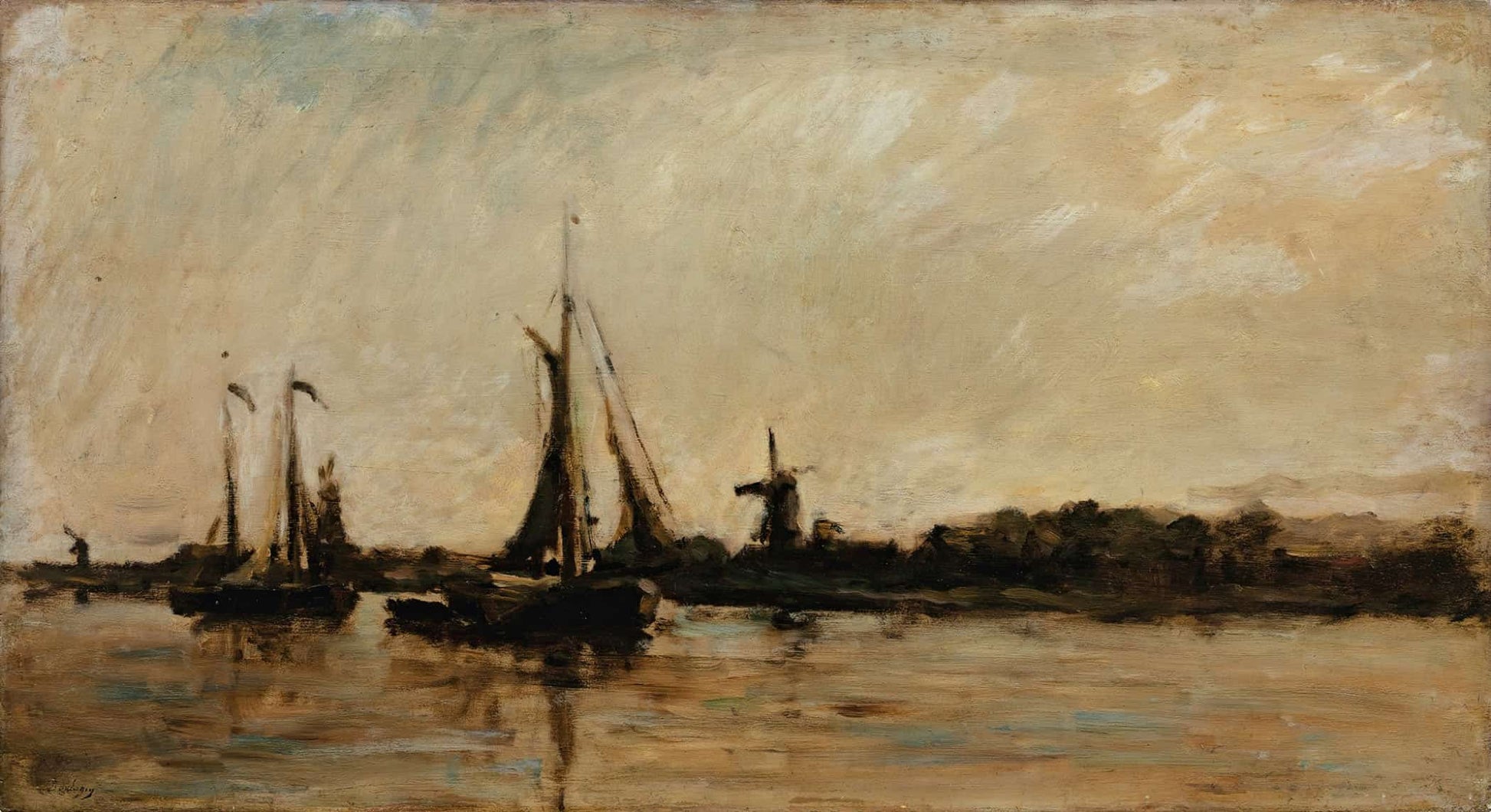 Landscape With A Canal In Holland by Charles Francois Daubigny