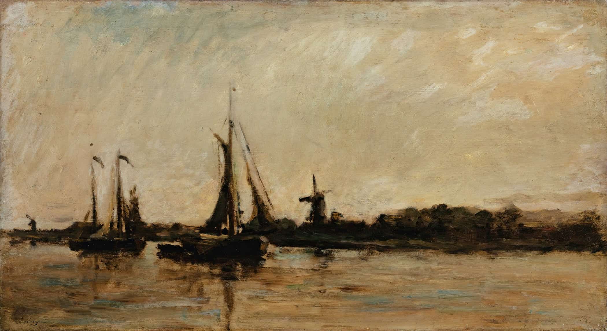 Landscape With A Canal In Holland by Charles Francois Daubigny