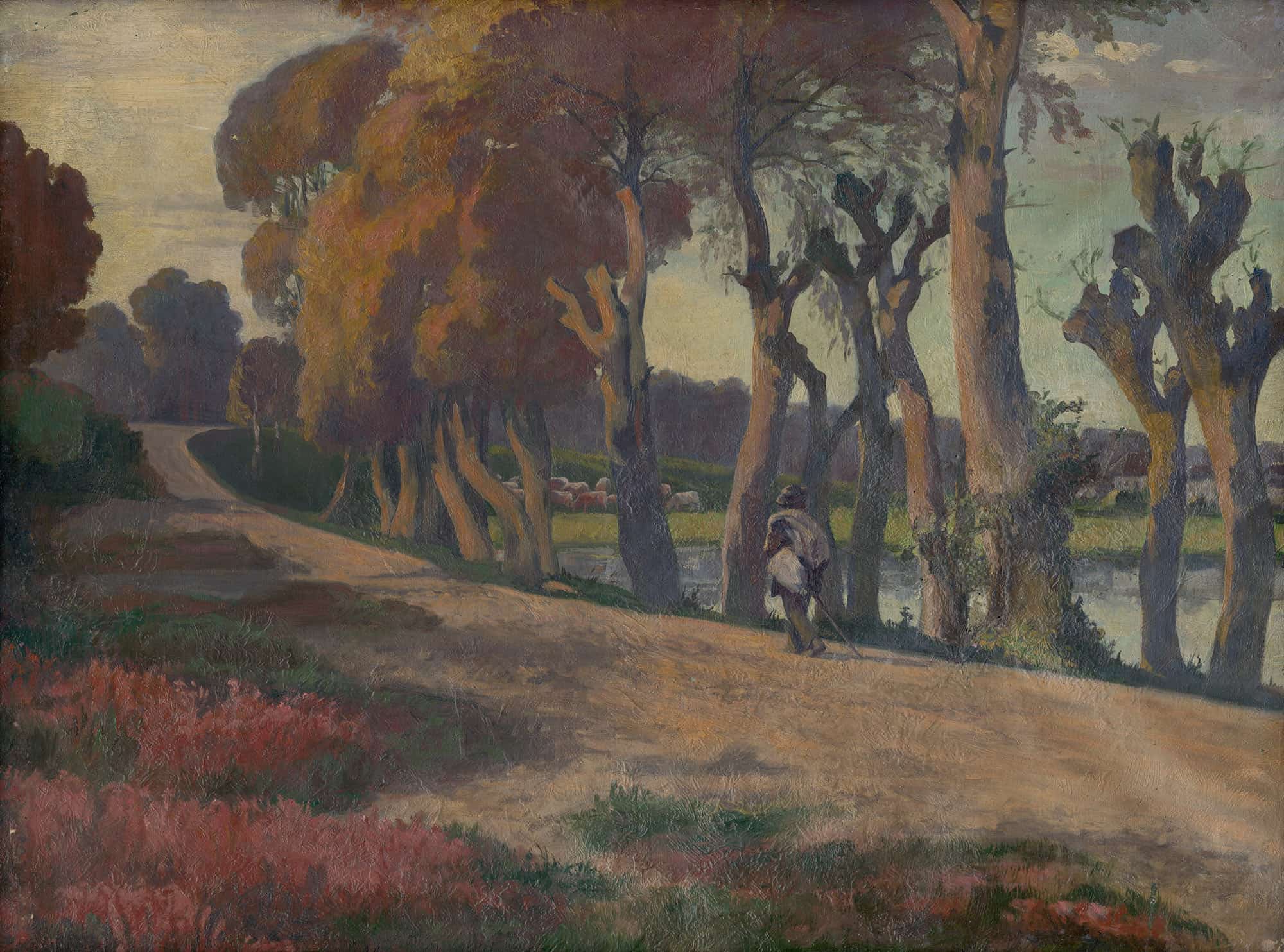 Landscape With A Herdsman by Jozef Hanula