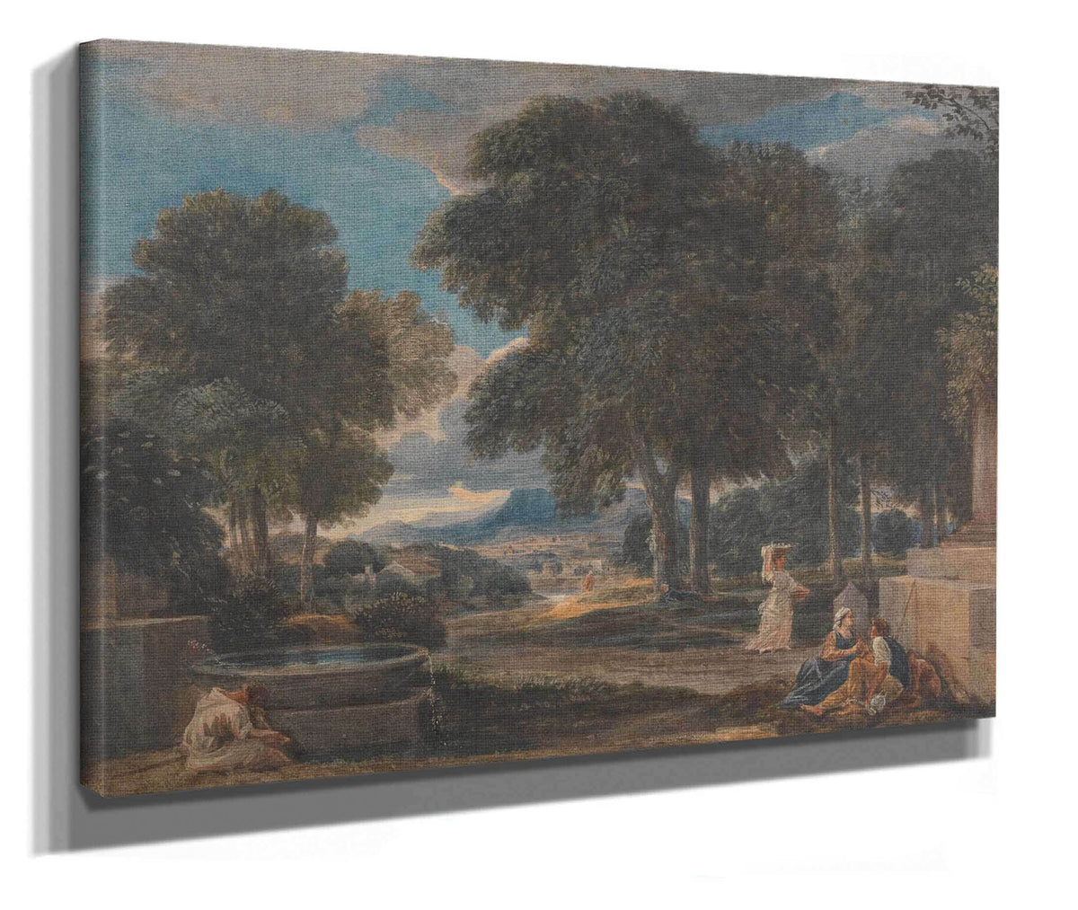 Landscape With A Man Washing His Feet At A Fountain After Poussin by David Cox