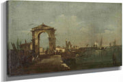 Landscape With A Quay And Ships On A Lake  by Francesco Guardi