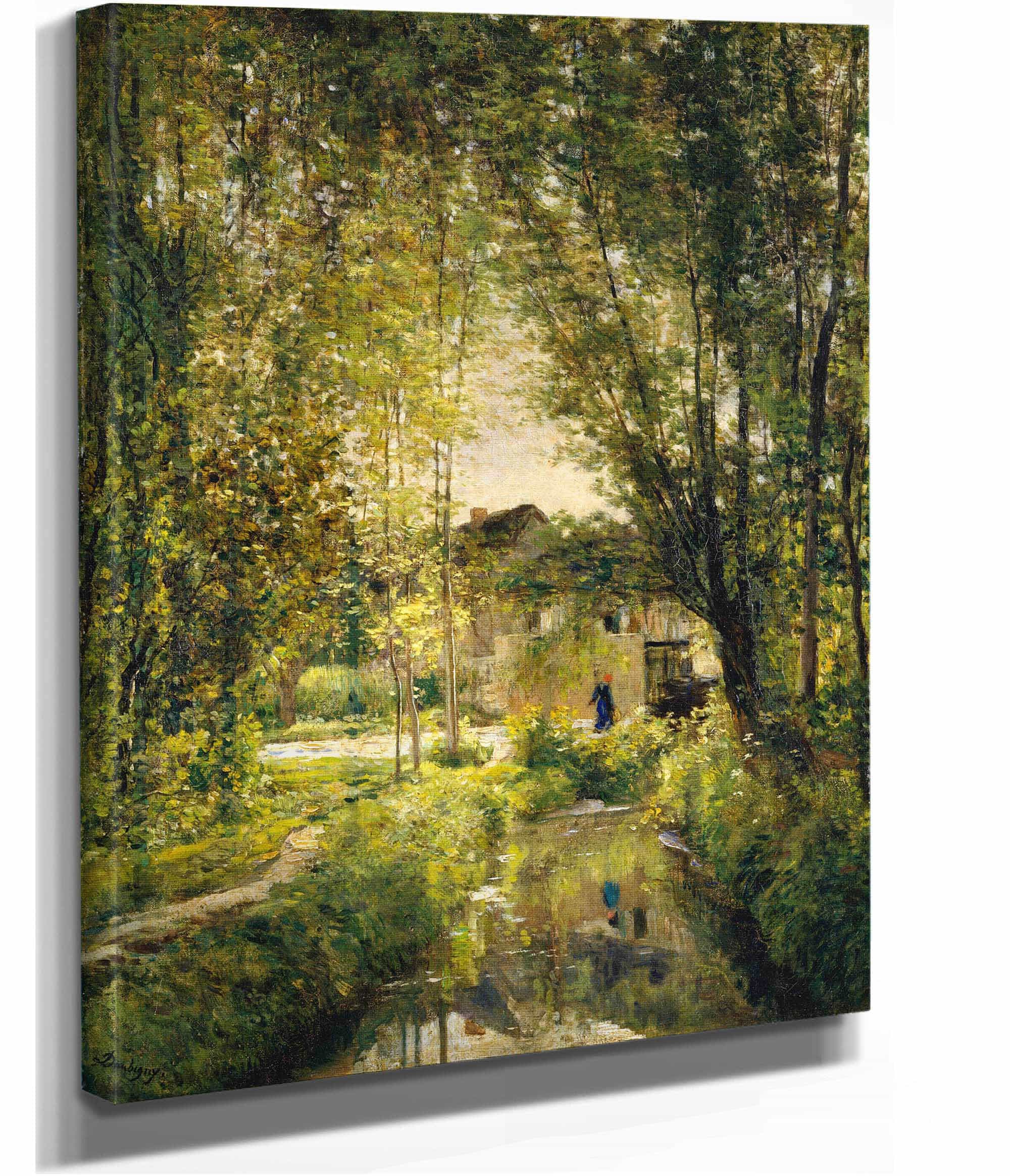 Landscape With A Sunlit Stream by Charles Francois Daubigny