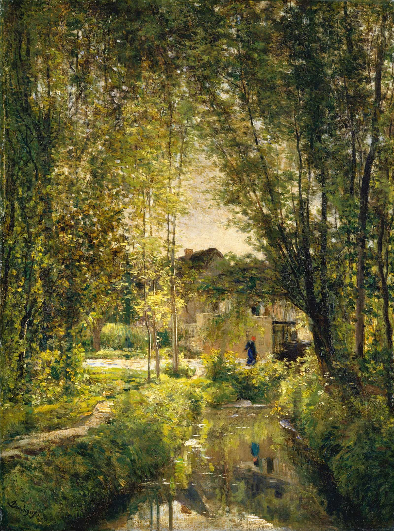 Landscape With A Sunlit Stream by Charles Francois Daubigny