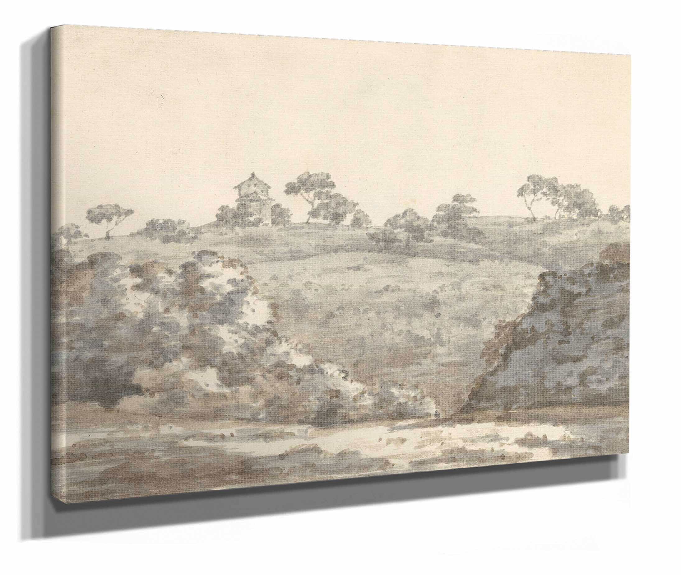 Landscape With A Two Story Building On A Hill  by Joseph Wright Of Derby