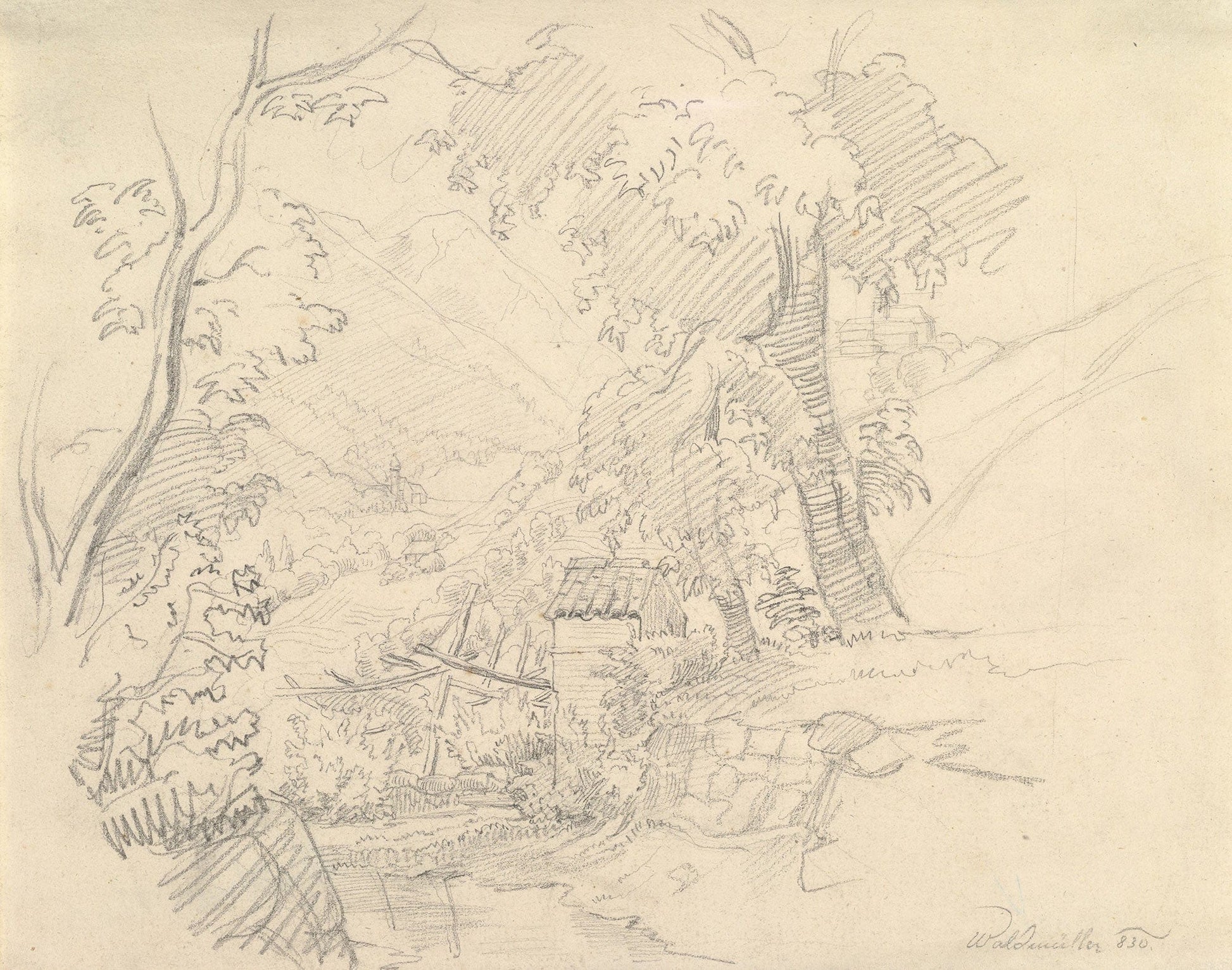 Landscape With A View In A Valley by Ferdinand Georg Waldmuller