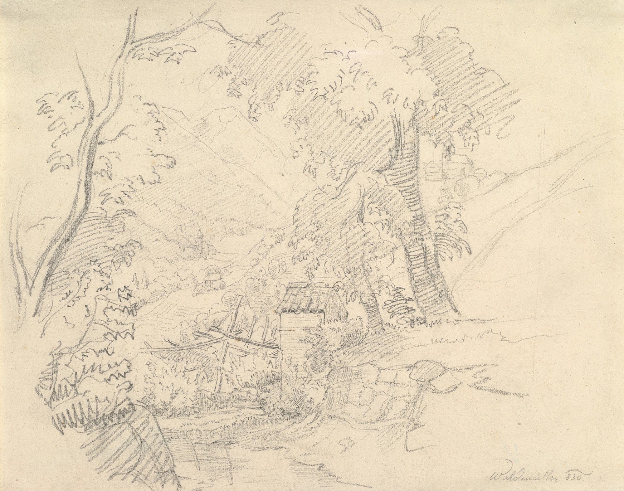 Landscape With A View In A Valley by Ferdinand Georg Waldmuller