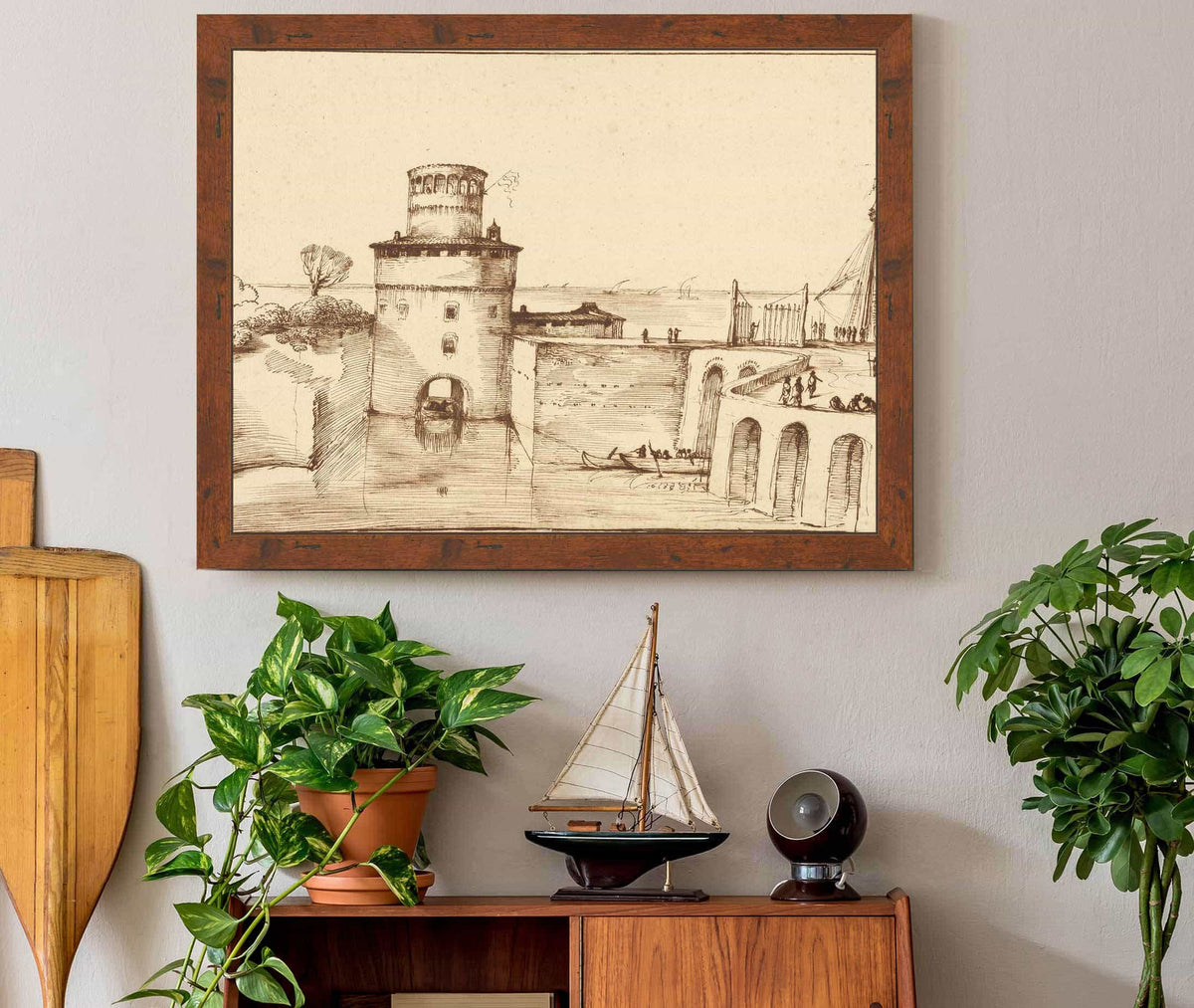 Landscape With A View Of A Fortified Port by Guercino