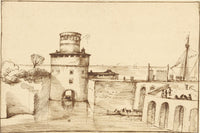 Landscape With A View Of A Fortified Port by Guercino