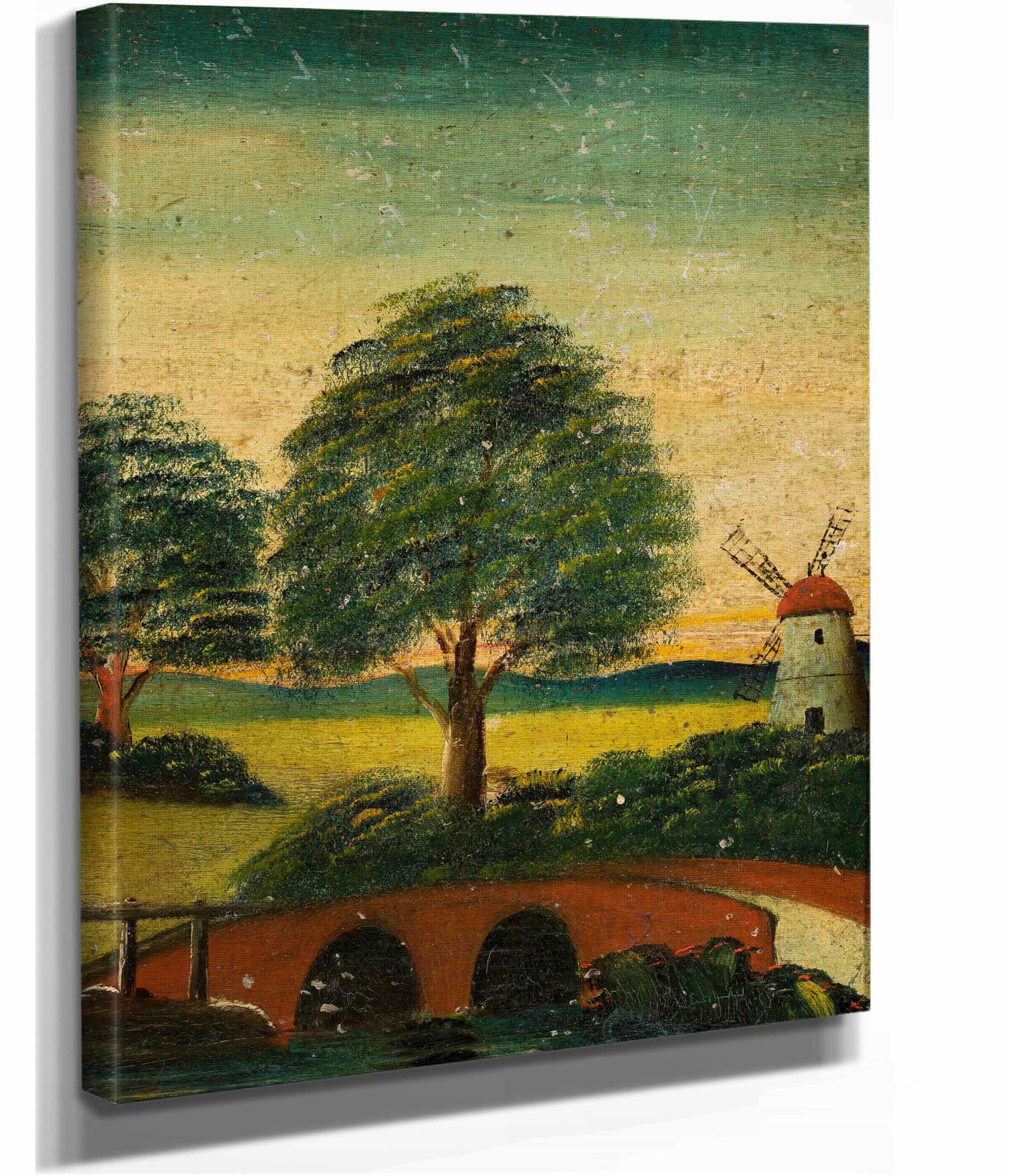 Landscape With A Windmill And A Bridge by Tadeusz Makowski