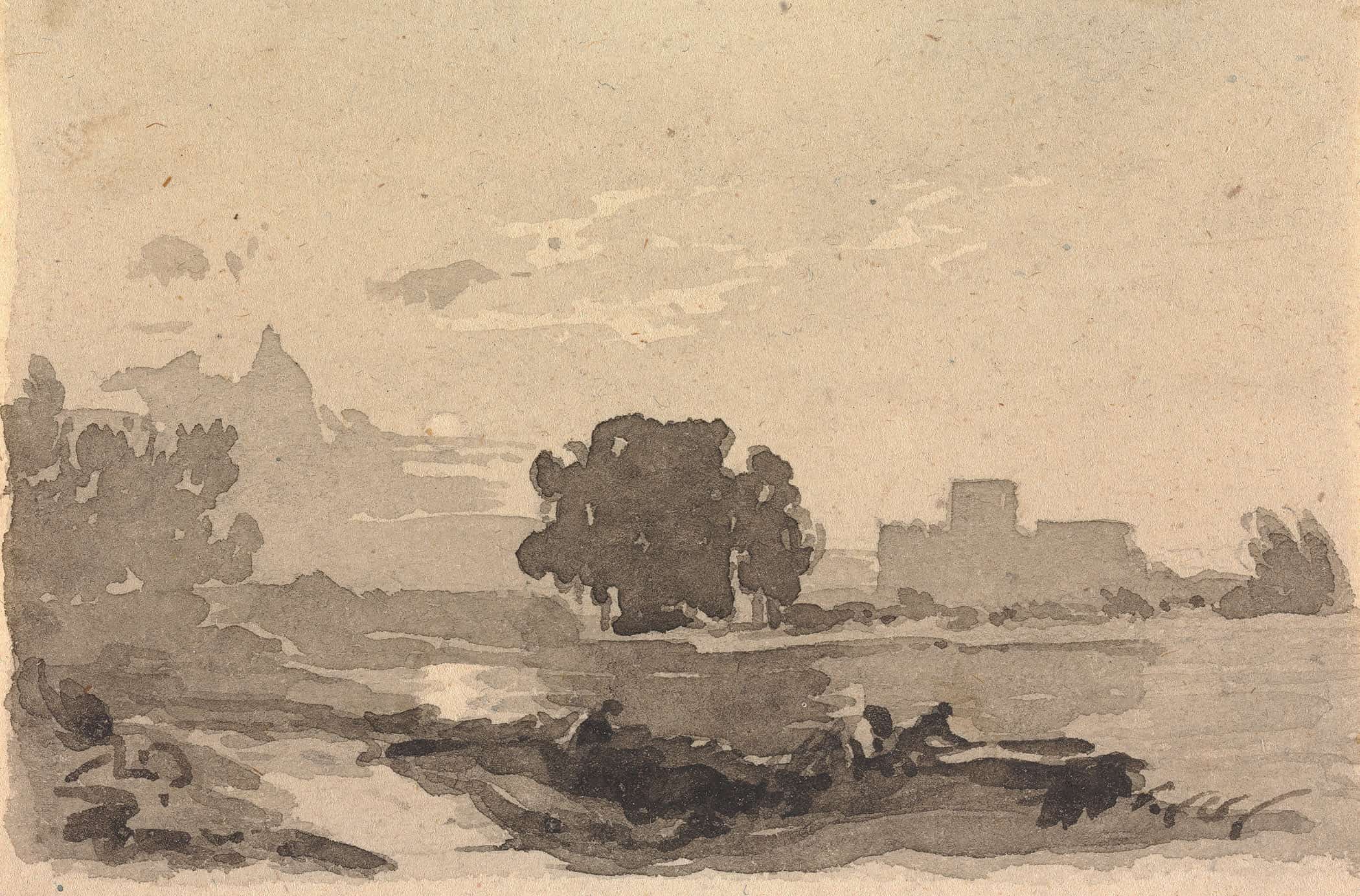 Landscape With Castle In Background by Thomas Sully