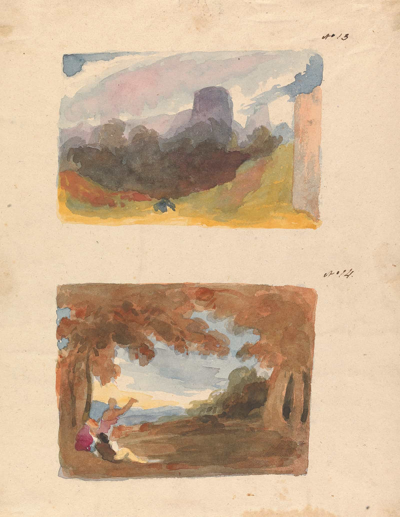 Landscape With Castle Modern Manner No Landscape With Figures In Foreground by Thomas Sully