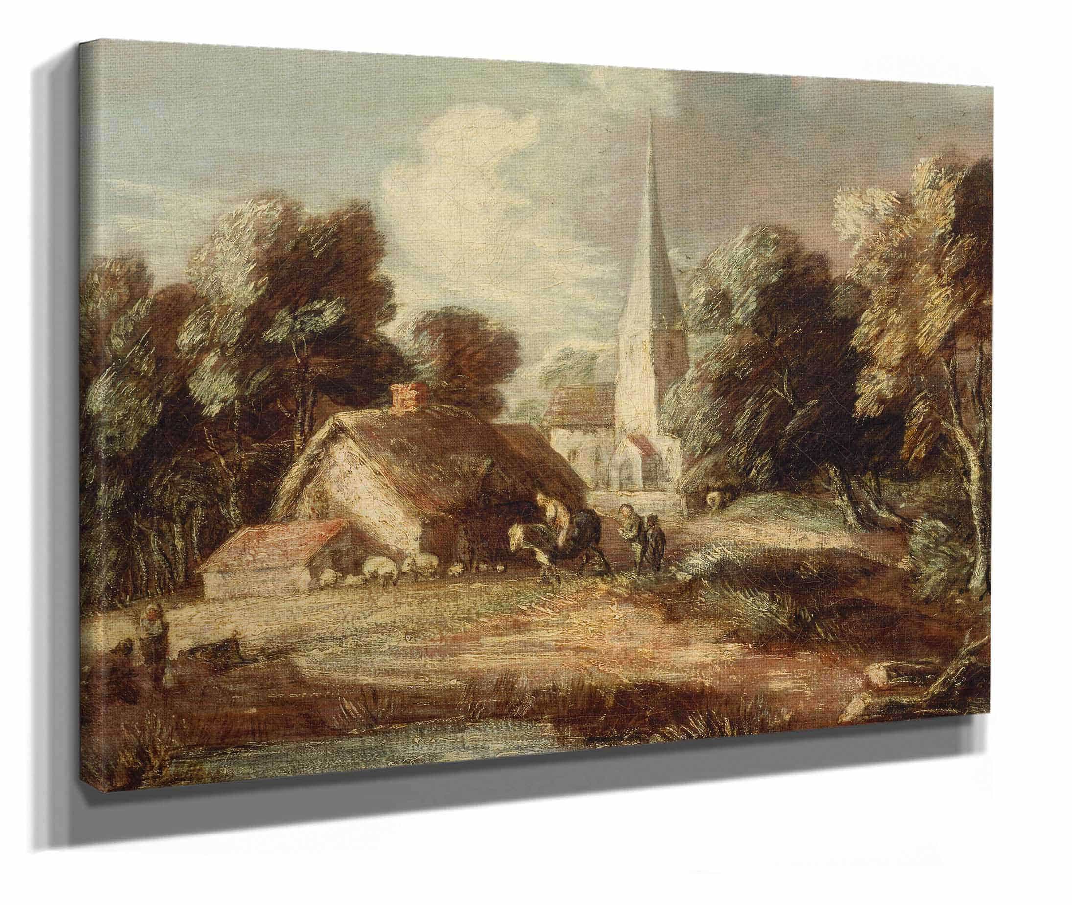 Landscape With Cottage And Church by Thomas Gainsborough