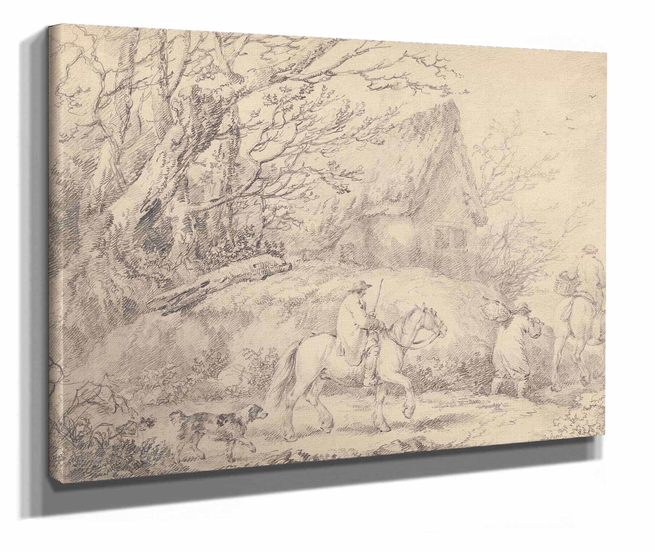 Landscape With Cottage And Figures On Horseback by George Morland