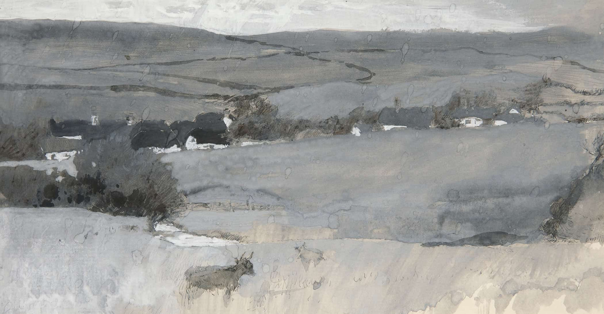 Landscape With Cow In Foreground by Edwin Austin Abbey