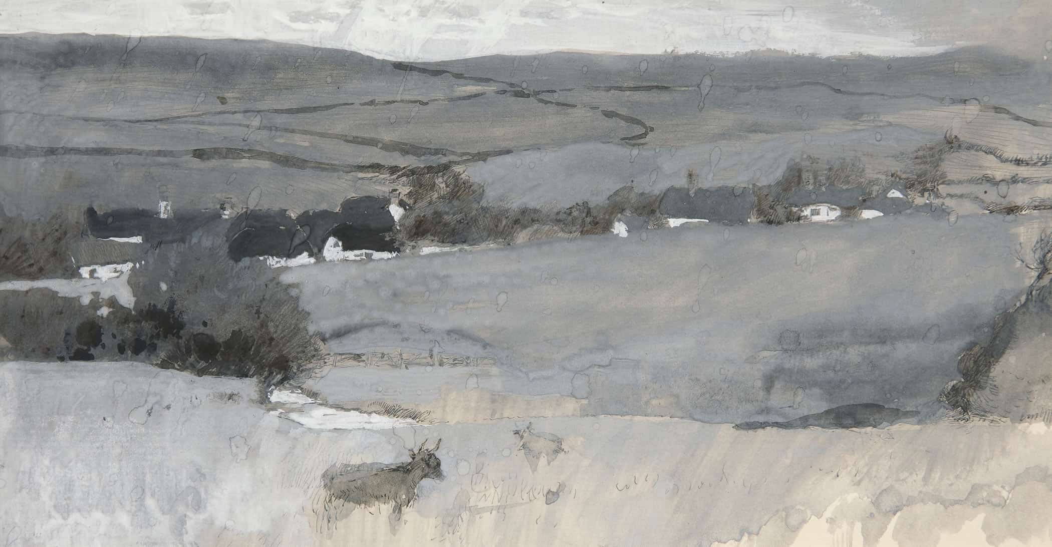 Landscape With Cow In Foreground by Edwin Austin Abbey