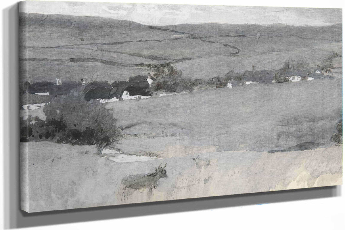 Landscape With Cow In Foreground by Edwin Austin Abbey