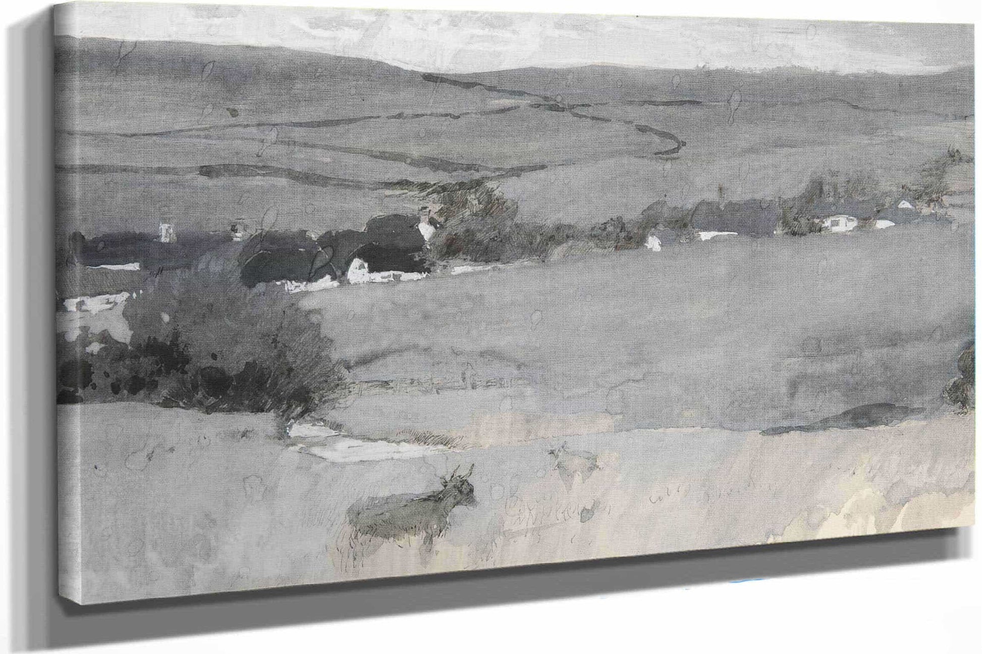 Landscape With Cow In Foreground by Edwin Austin Abbey