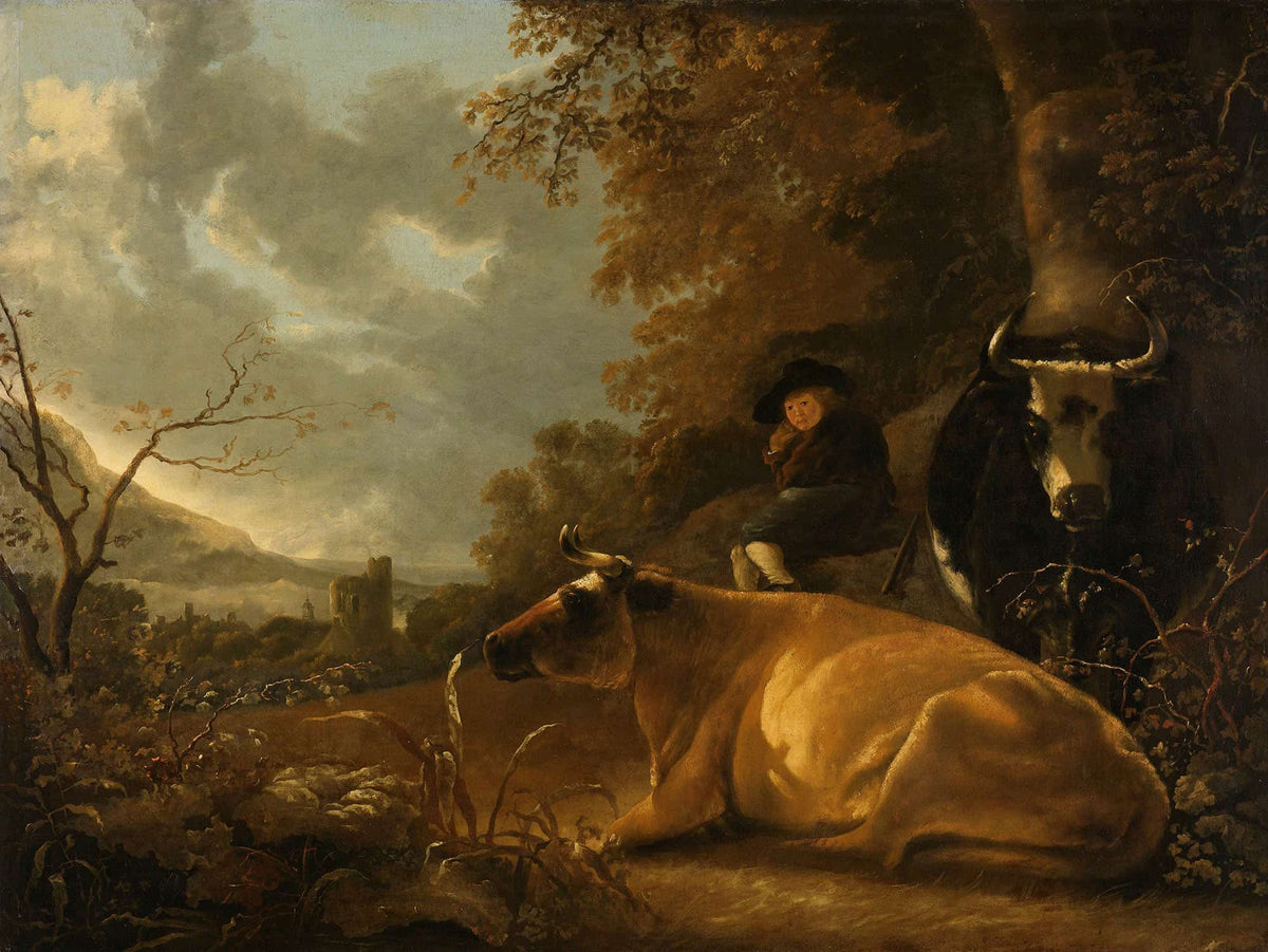Landscape With Cows And A Young Herdsman by Aelbert Cuyp