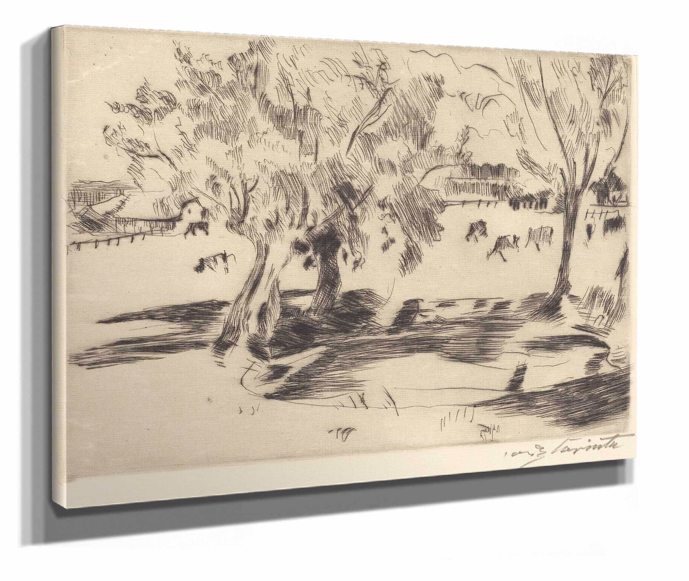 Landscape With Cows Landschaft Mit Kuhen by Lovis Corinth