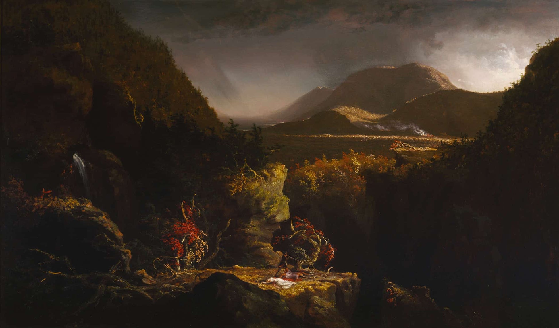 Landscape With Figures A Scene From The Last Of The Mohicans by Thomas Cole