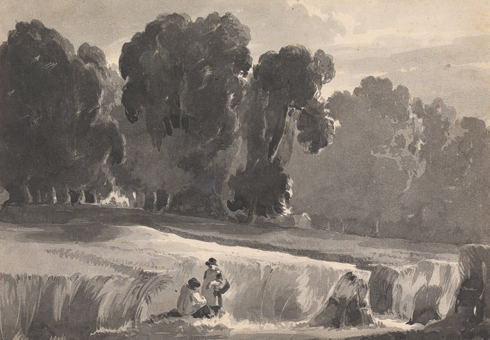 Landscape With Figures In Field by Thomas Sully