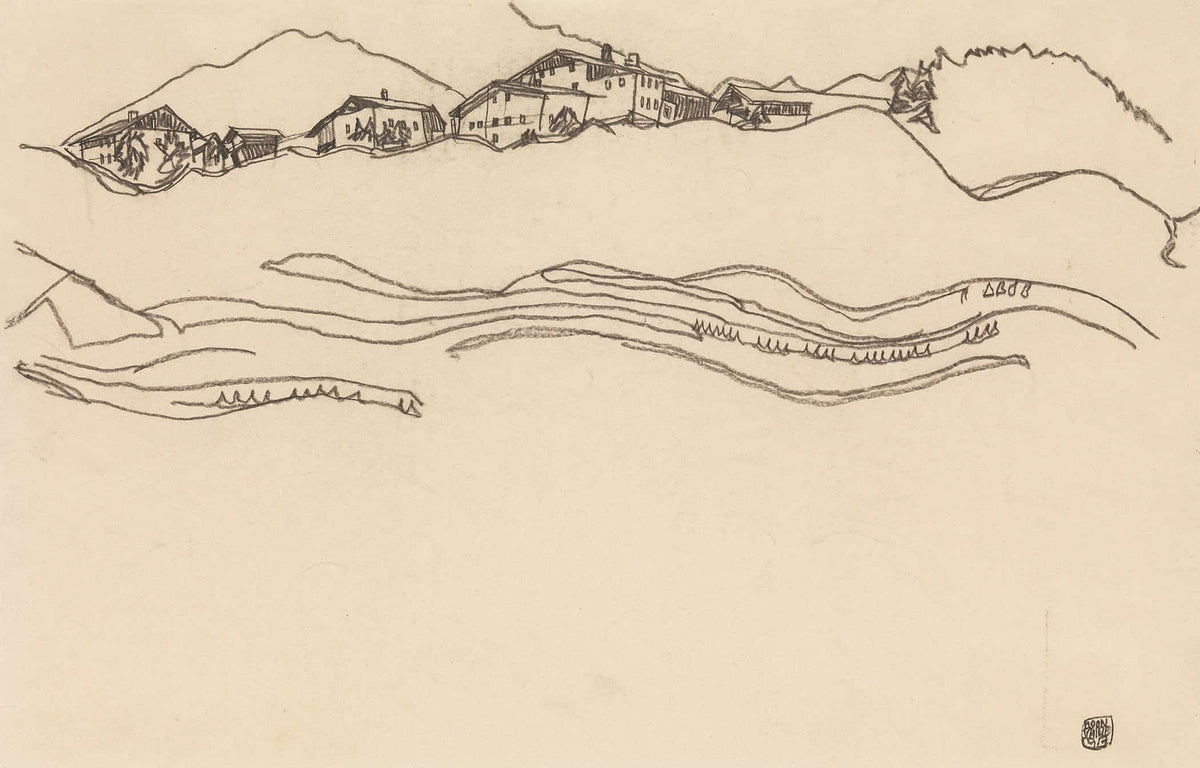 Landscape With Houses by Egon Schiele