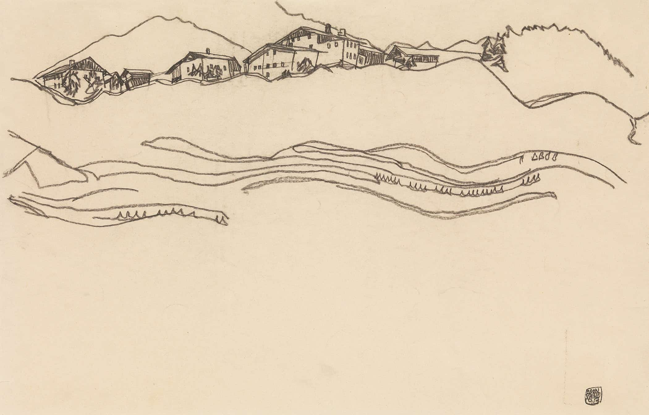 Landscape With Houses by Egon Schiele