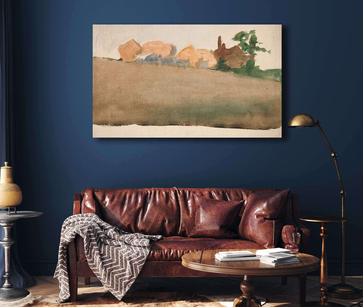 Landscape With Houses In Distance by Edwin Austin Abbey