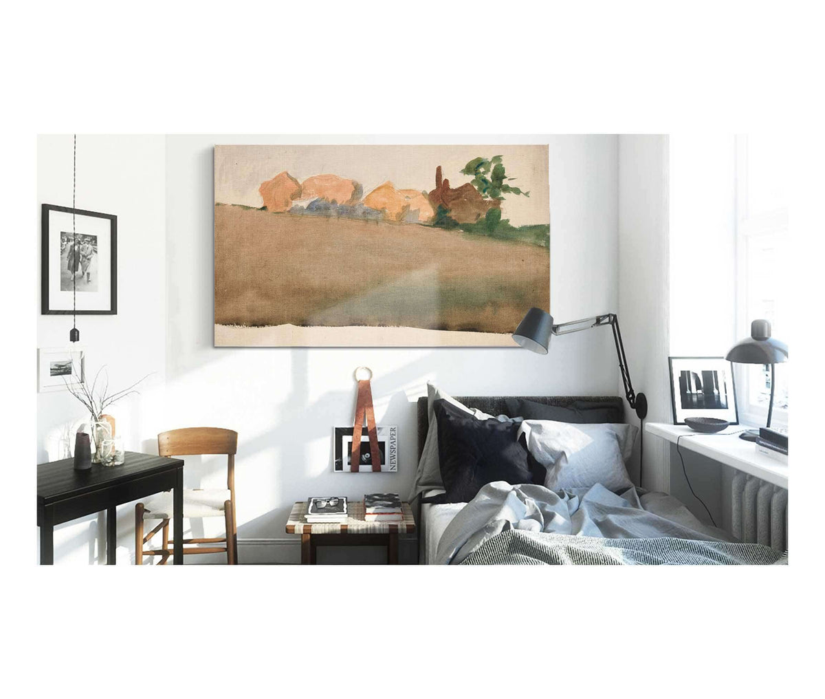 Landscape With Houses In Distance by Edwin Austin Abbey