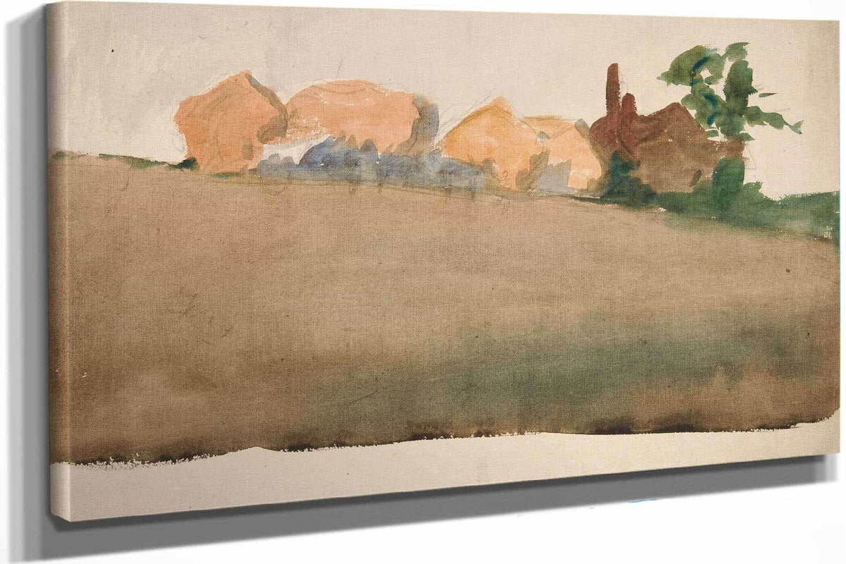 Landscape With Houses In Distance by Edwin Austin Abbey