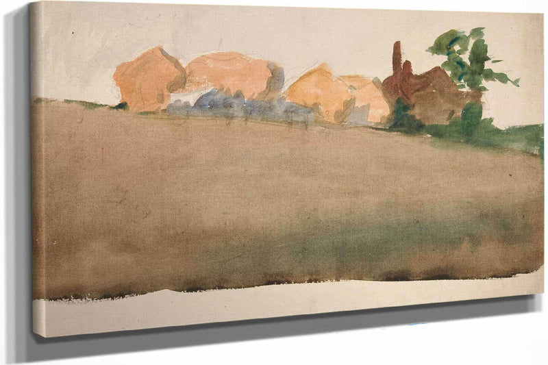 Landscape With Houses In Distance by Edwin Austin Abbey