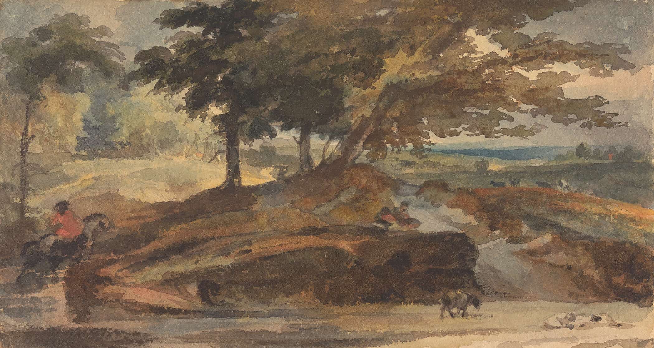 Landscape With Knoll With Trees Figure On Horseback by Thomas Sully
