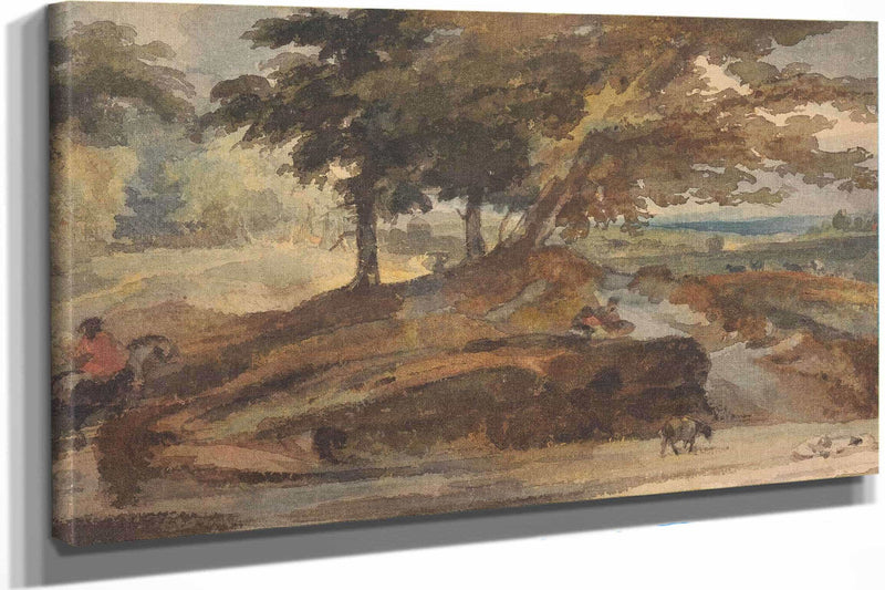 Landscape With Knoll With Trees Figure On Horseback by Thomas Sully
