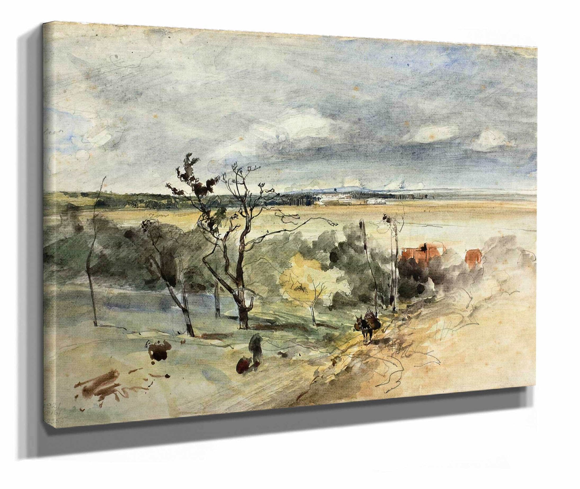Landscape With Man On A Donkey by Johan Barthold Jongkind