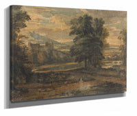 Landscape With Mountains Castle Trees And Lake by Thomas Sully