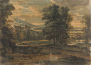 Landscape With Mountains Castle Trees And Lake by Thomas Sully